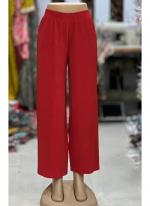 Lycra Red Daily Wear Pleated Plazzo